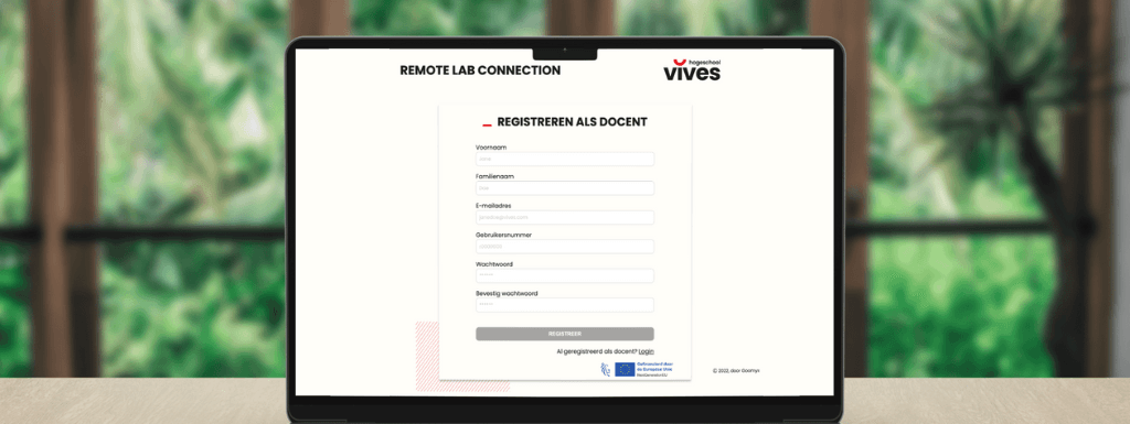 Vives Remote Lab Connection docent registratie